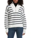 Faherty Mariner Stripe Quarter Zip Sweater In White