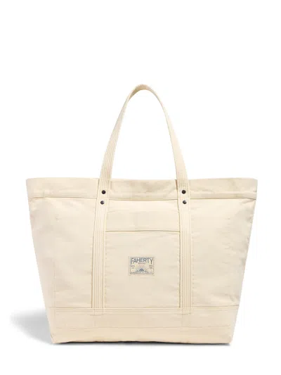Faherty Medium Sunwashed Canvas Tote In Neutral