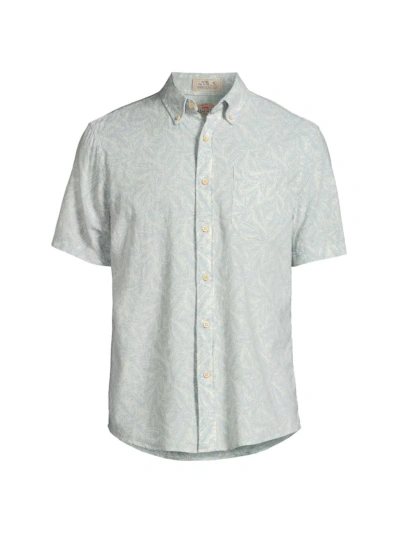 Faherty Men's Breeze Leaf-print Button-down Shirt In Teal Jungle Leaf Print