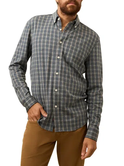 Faherty Men's Coastline Plaid Knit Shirt In Ocean Grey Check