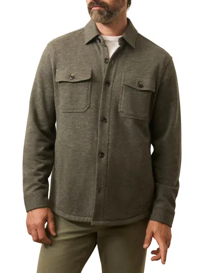 Faherty Men's Cotton-blend Knit Button-front Shirt In Olive Leaf Melange