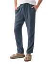 Faherty Linen Drawstring Pants In Blue