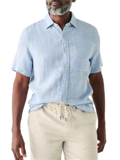 Faherty Men's Laguna Linen Short-sleeve Shirt In Blue