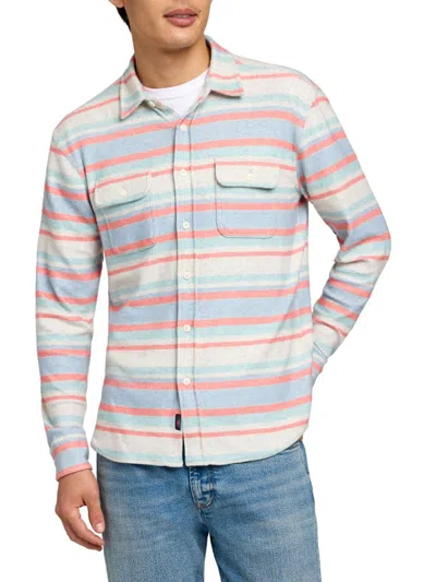 Faherty Men's Legend Striped Button-front Shirt In Coral Reef Stripe