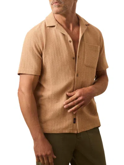 Faherty Men's Oasis Striped Knit Shirt In Rust Orange