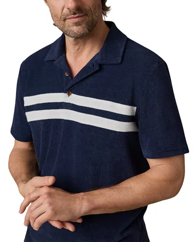Faherty Cabana Towel Terry Surf Stripe Polo Shirt In Blue