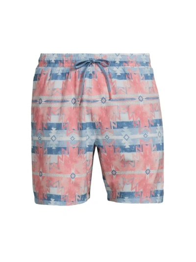 Faherty Shorelite Printed Drawstring 7 Swim Trunks In Water Star