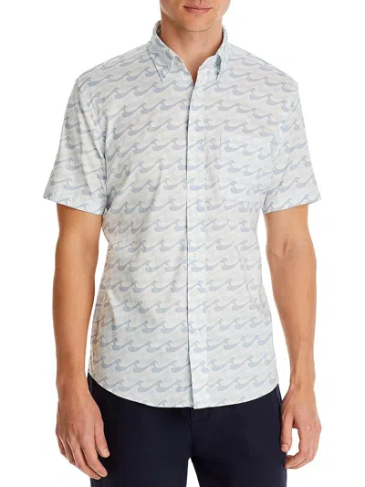 Faherty The Movement Geometric Print Short Sleeve Button-up Shirt In Ivory Endless Peaks