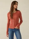 Faherty Sunwashed Cable Cardigan In Red Rock