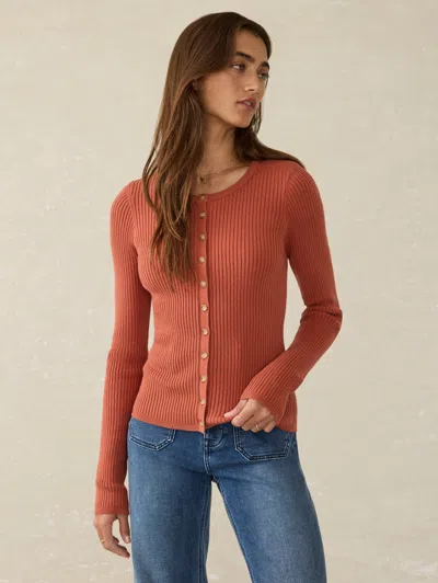 FAHERTY STRETCH COTTON CASHMERE RIB CARDIGAN