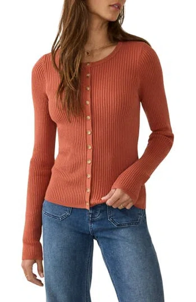 Faherty Milo Rib Organic Cotton & Cashmere Cardigan In Orange