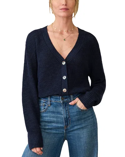 Faherty Miramar Linen & Cotton Cardigan In Navy Blazer