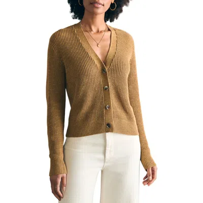 Faherty Miramar Linen & Organic Cotton Cardigan In Brown