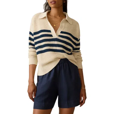 Faherty Miramar Linen & Organic Cotton Polo Sweater In Neutral
