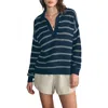Faherty Striped Polo Sweater In Navy Mystic