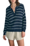 Faherty Striped Polo Sweater In Navy Mystic