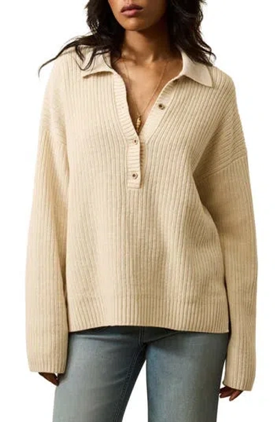 Faherty Miramar Linen & Organic Cotton Polo Sweater In Neutral