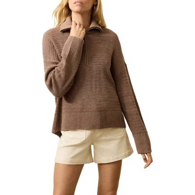 Faherty Miramar Linen & Organic Cotton Quarter Zip Sweater In Brown