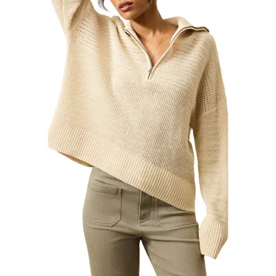 Faherty Miramar Linen & Organic Cotton Quarter Zip Sweater In Sand