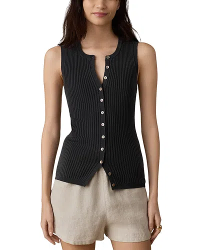 Faherty Miramar Linen Blend Cami Cardigan In Black
