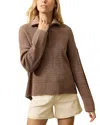 Faherty Miramar Linen Blend Quarter Zip Sweater In Brown