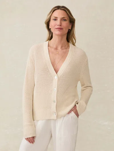 Faherty Miramar Linen Cardigan In Summer Sand