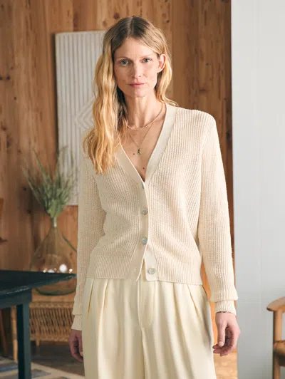 Faherty Miramar Linen Cardigan In Summer Sand