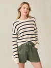 Faherty Miramar Linen Crewneck Sweater In Montauk Stripe