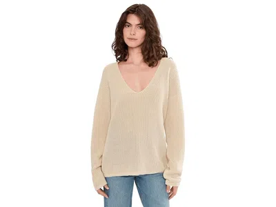 Faherty Miramar Linen Deep V Sweater In Sand