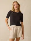 Faherty Miramar Linen Mini Rib T-shirt In Washed Black