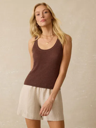 Faherty Miramar Linen Mini Rib Tank In Cocoa