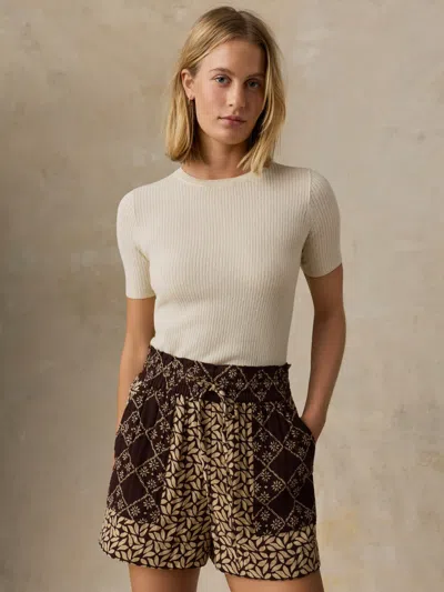 Faherty Miramar Linen Mini Rib T-shirt In Brown