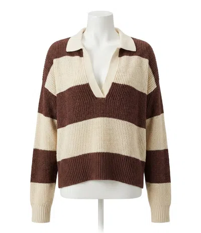 Faherty Miramar Linen Polo Sweater In Cru-cocoa In Multi