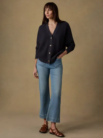 Faherty Miramar Linen Relaxed Cardigan In Black