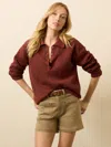 Faherty Miramar Linen Relaxed Polo In Burgundy