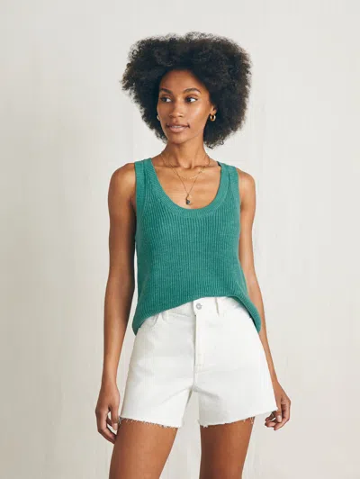 Faherty Miramar Linen Scoop Neck Tank In Bottle Green