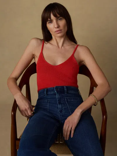 Faherty Miramar Linen Sweater Cami In Red