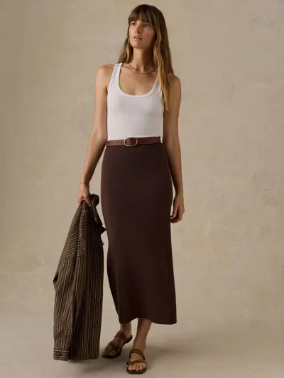 Faherty Miramar Linen Sweater Maxi Skirt In French Roast