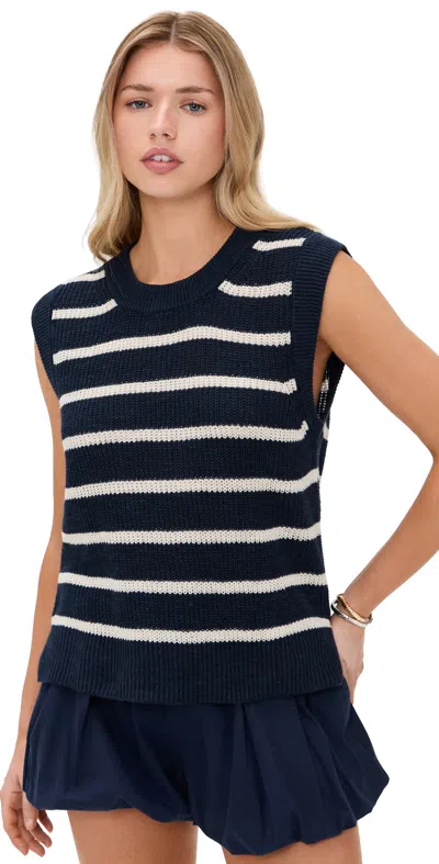Faherty Miramar Linen Sweater Tank North Sea Stripe
