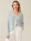 Faherty Miramar Linen V-neck Sweater In Chalk Blue