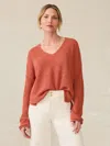 Faherty Miramar Linen V-neck Sweater In Red Rock