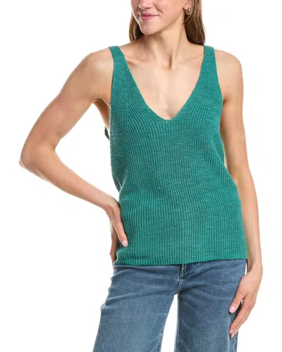 Faherty Miramar Linen-blend V Neck Tank In Green