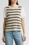 Faherty Linen Cotton Muscle Tank In Montauk Stripe