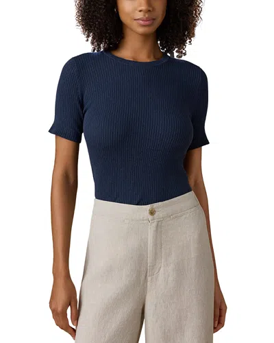 Faherty Miramar Linen Mini Rib T-shirt In Blue