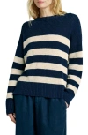 FAHERTY FAHERTY MIRAMAR STRIPE LINEN & ORGANIC COTTON SWEATER