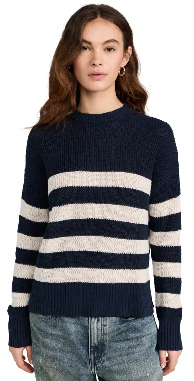 Faherty Miramar Striped Sweater Kadena Navy Stripe In Blue