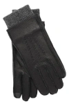 Faherty Mixed Media Leather Gloves In Black