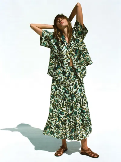 Faherty Montecito Linen Maxi Skirt In Multi