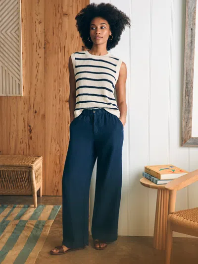 Faherty Monterey Linen Trousers In After Midnight