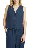 Faherty Monterey Linen Vest In After Midnight